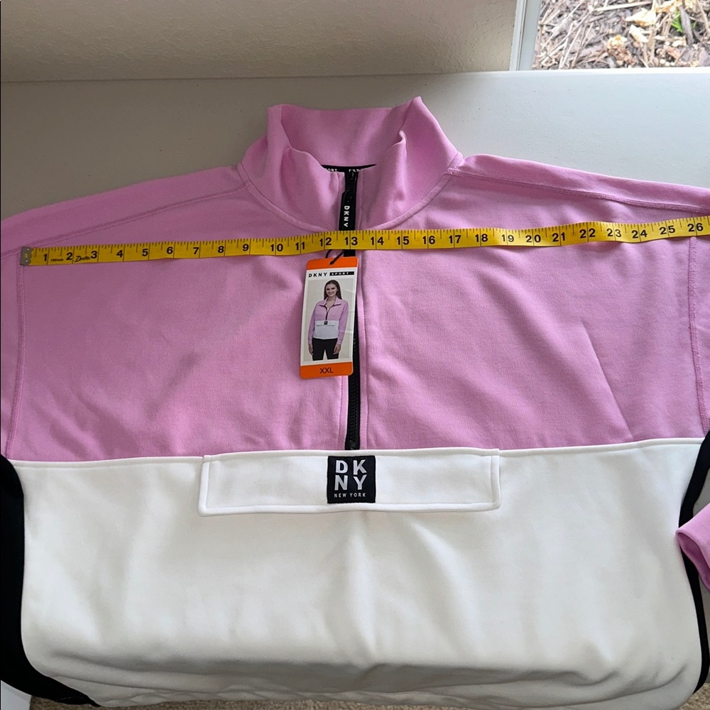 NWT DKNY Pink and White Half-Zip Top Size XXL - Picture 8 of 15
